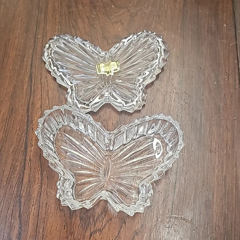 Vintage Crystal Butterfly Figurine opens trinket keeper 24% lead